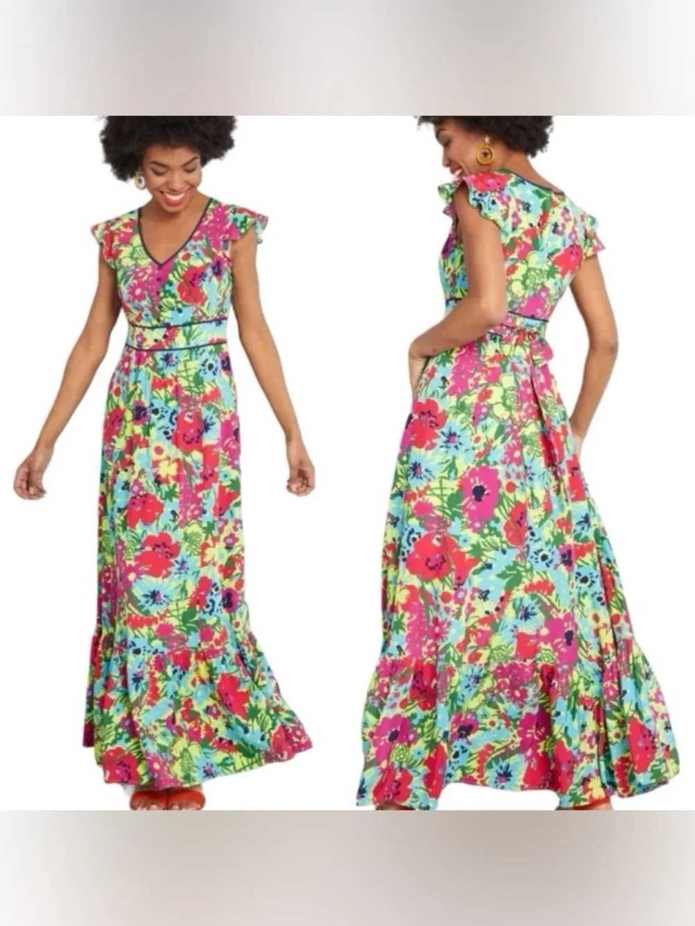 ModCloth Eyes On You Floral Maxi Dress L